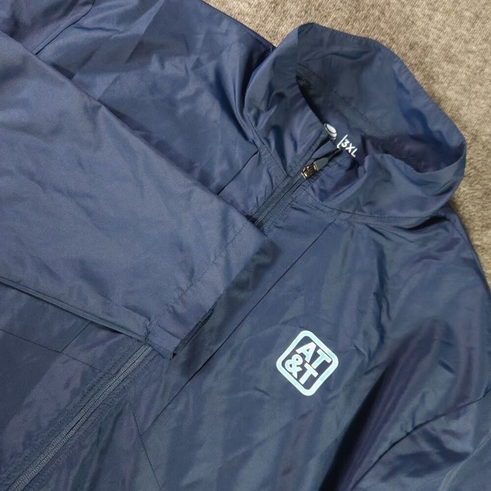AT&T Logo Jacket Blue Windbreaker Uniform Full Zip Coat Mens 3XL